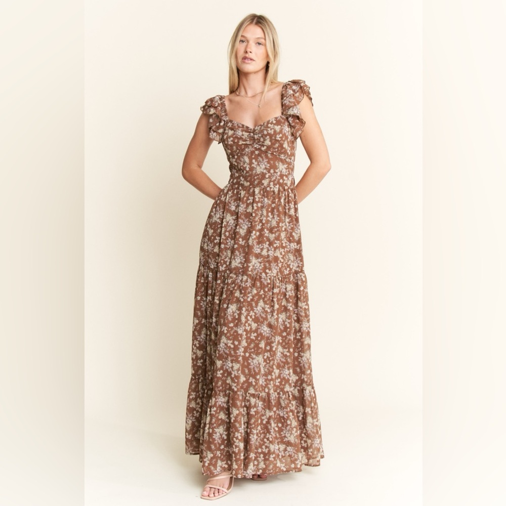 NWT The Mocha Romance Maxi Dress | Ruffle Tiered Cottagecore Look  Size S–XL